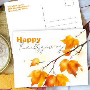 Serene Fall Maple Leaves Happy Thanksgiving Postcard