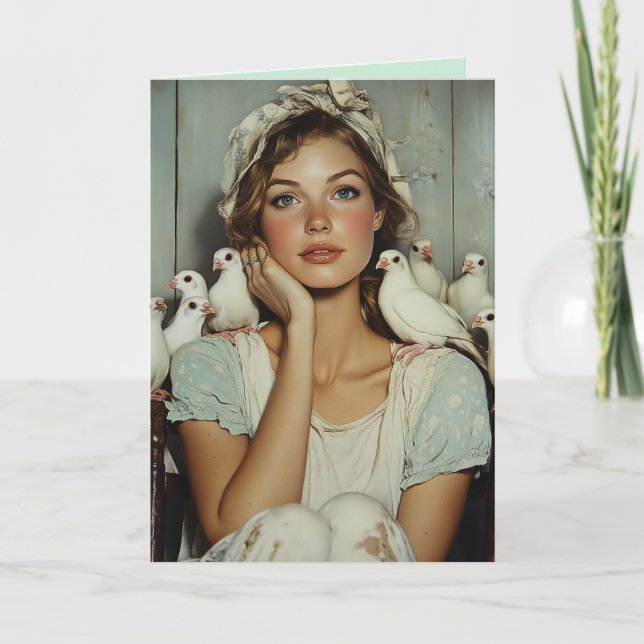 Serene Farm Maiden White Doves – Symbol of Peace Invitation (Front)