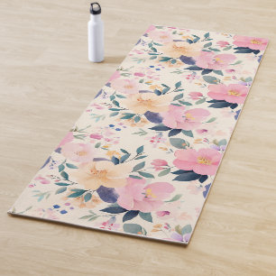 Serene Floral Pink Flow Elegant Calming Aesthetic Yoga Mat