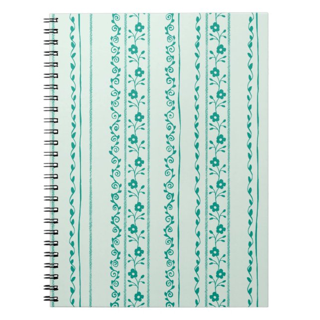 Serene Floral stripes Spiral Photo Notebook (Front)