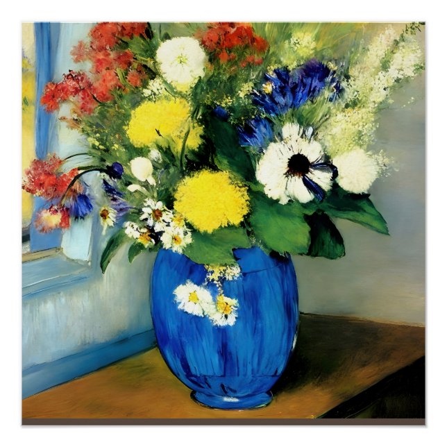 Serene Flower Vase Artwork Poster (Front)