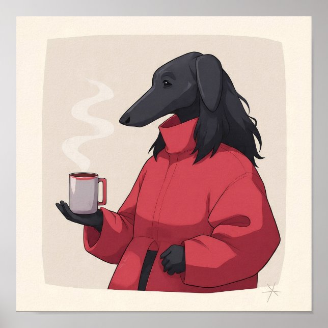 Serene Fluffy Pet Portrait - Modern Decor. Poster (Front)