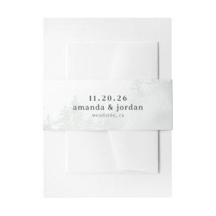 Serene Forest Grayscale Minimalist Invitation Belly Band