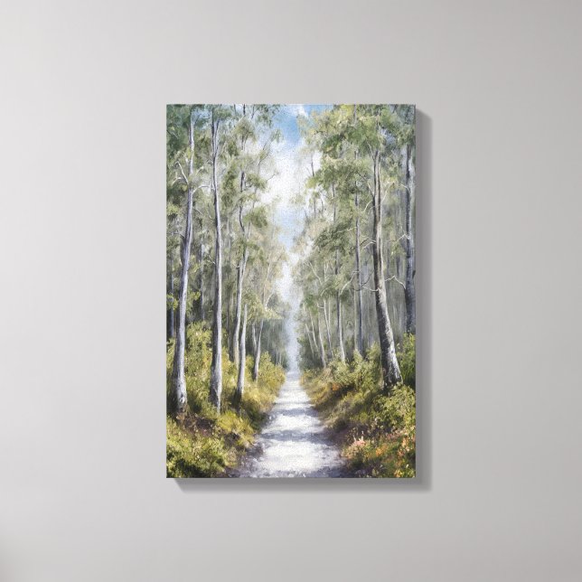 Serene Forest Path – Tranquil Nature Landscape Art Canvas Print (Front)
