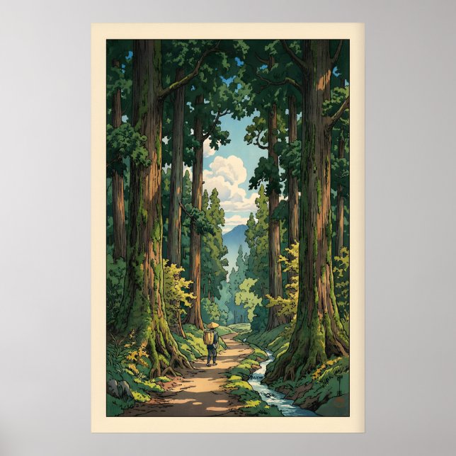 Serene Forest Path Wall Art Winding Trail, Tall (Front)