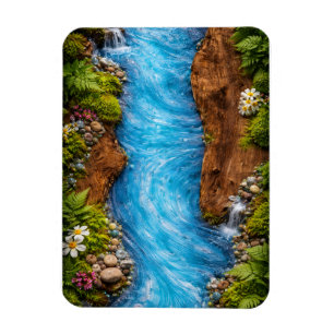 Serene Forest Stream Tranquil Nature Water Art Magnet