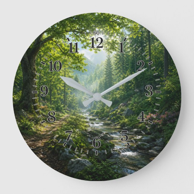 Serene Forest Wall Clock | Nature Landscape Home D (Front)