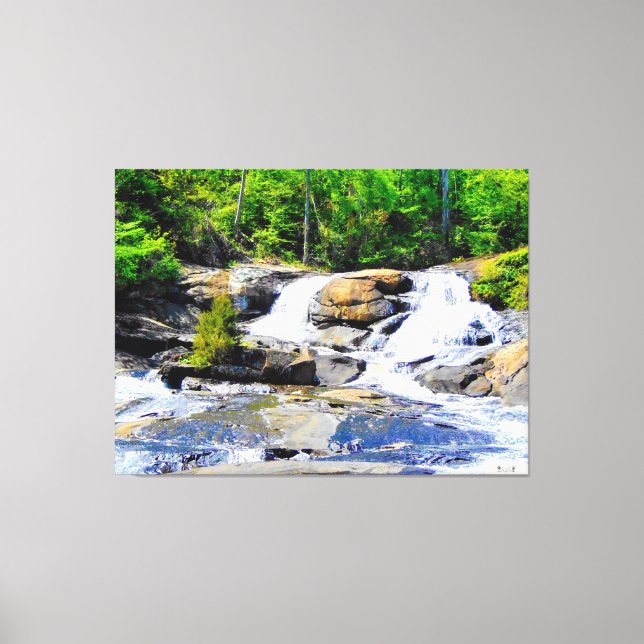 Serene Forest Waterfall Canvas Print (Front)