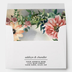 Serene Garden Wreath: Pastel Floral Elegance Envelope