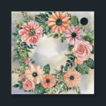Serene Garden Wreath: Pastel Floral Elegance Favour Tags<br><div class="desc">Discover the calming elegance of our “Serene Garden Wreath” design. This beautiful piece features a watercolor background in soothing smokey blue and soft grey-yellow hues, creating a serene backdrop for your event. At the heart of the design, a delicate wreath of leafy greens encircles charming pink roses and peach daisies,...</div>