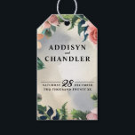 Serene Garden Wreath: Pastel Floral Elegance Gift Tags<br><div class="desc">Discover the calming elegance of our “Serene Garden Wreath” design. This beautiful piece features a watercolor background in soothing smokey blue and soft grey-yellow hues, creating a serene backdrop for your event. At the heart of the design, a delicate wreath of leafy greens encircles charming pink roses and peach daisies,...</div>