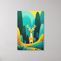 Serene Geometric Deer – Modern Nature Artwork