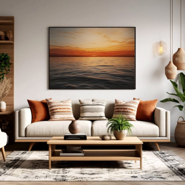 Serene Golden Sunset Ocean Horizon Poster (Creator Uploaded)
