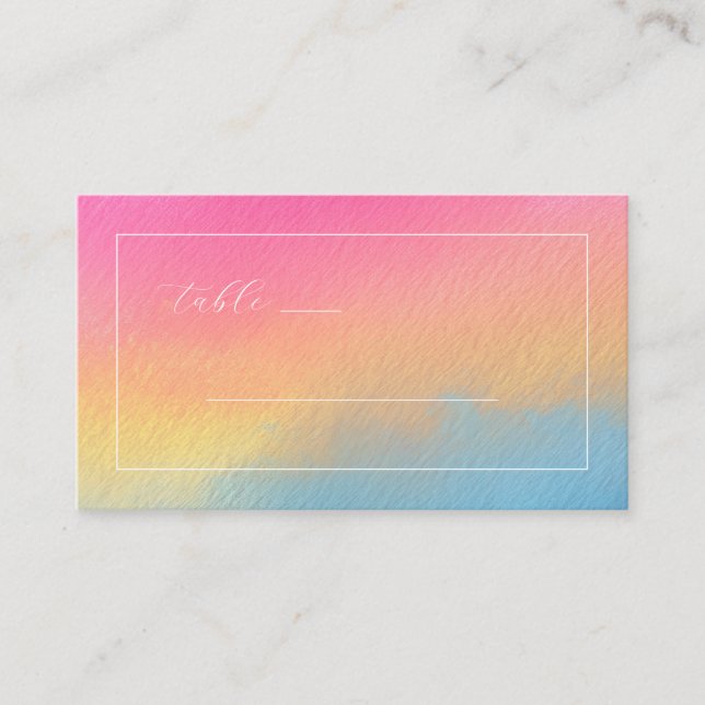 Serene Gradient Watercolor Place Card (Front)