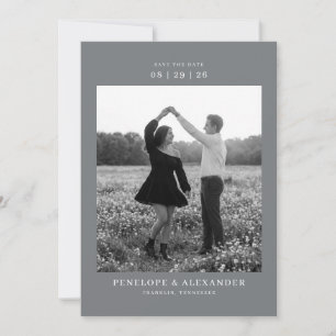 Serene Grayscale Minimalist Photo Save The Date