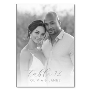 Serene Grayscale Minimalist Photo Table Number