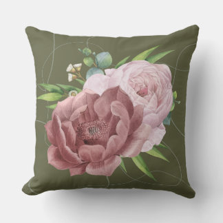 Serene Green Cushion with Dual Flower Design"