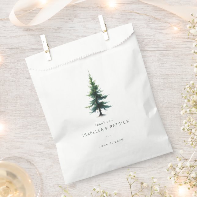 Serene Green Evergreen Tree Favour Bags (Clipped)