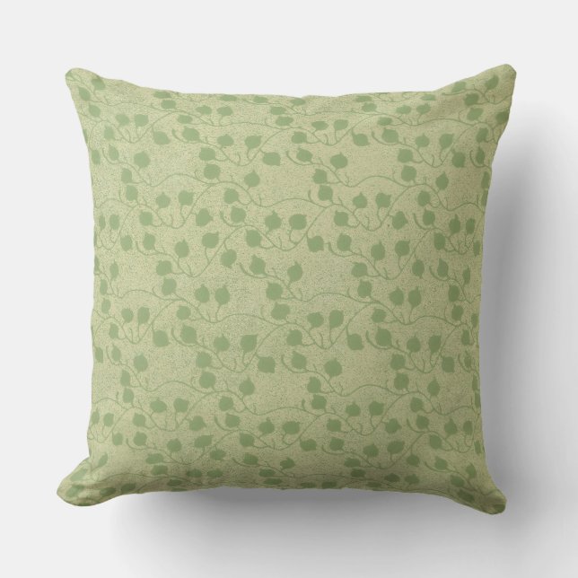 Serene Green Leaf Design Cushion (Front)