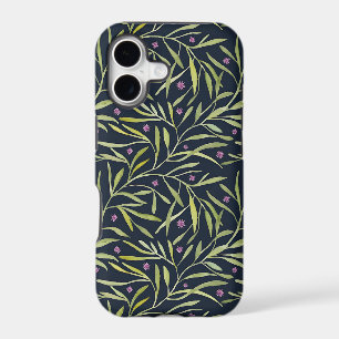 Serene Green Leafy Vines with Pink Flowers