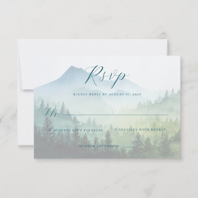 Serene Green Mountain Landscape RSVP Card (Front)