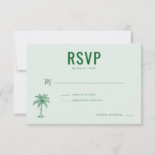 Serene Green Palm Tree RSVP Card