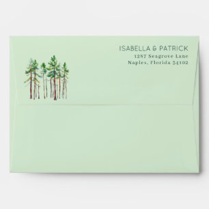 Serene Green Pine Trees Envelope