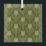 Serene Green Plant Motif for Modern Decor Glass Tree Decoration<br><div class="desc">Seamless pattern of stylized green plants resembling thistles,  with intricate leaf designs,  set against a dark olive background. Symmetrical and calm.</div>