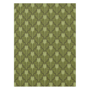 Serene Green Plant Motif for Modern Decor Tablecloth
