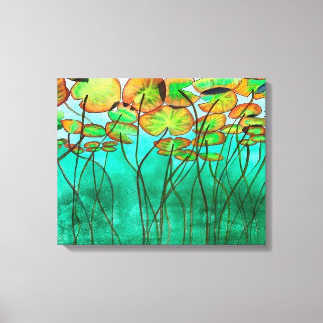serene green pond with lilypads canvas print (Front)