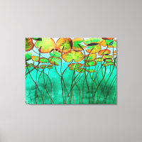 serene green pond with lilypads