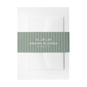 Serene Green Stripes Invitation Belly Band