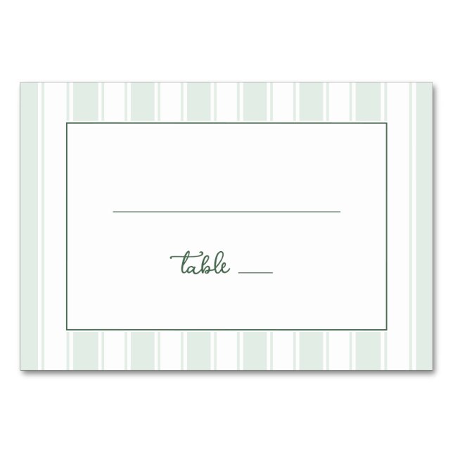 Serene Green Stripes Table Number (Front)
