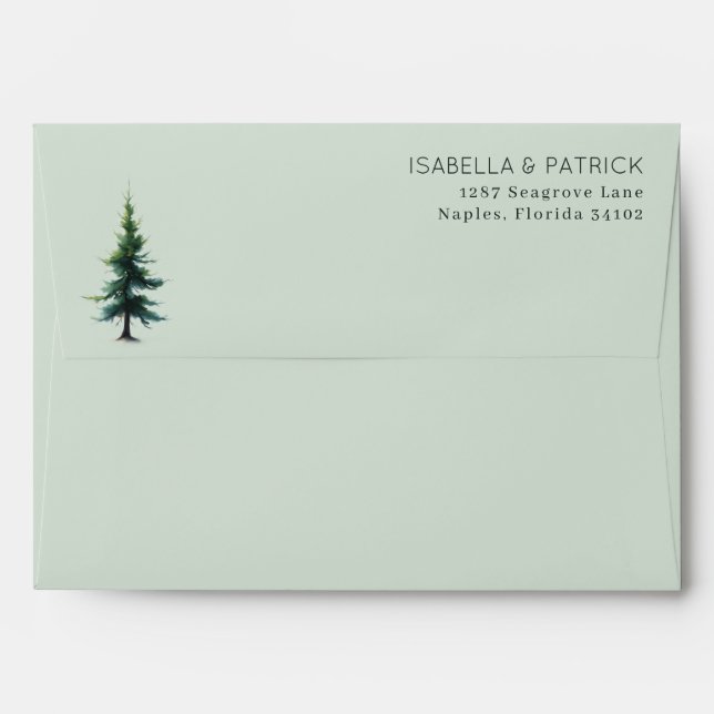 Serene Green Tree Illustration Envelope (Back (Top Flap))