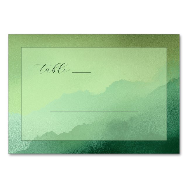 Serene Green Watercolor Hills Table Number (Front)