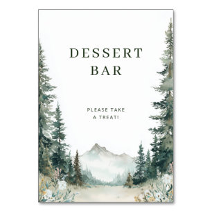 Serene Green Watercolor Mountain Landscape Table Number