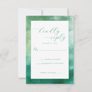 Serene Green Watercolor RSVP Card