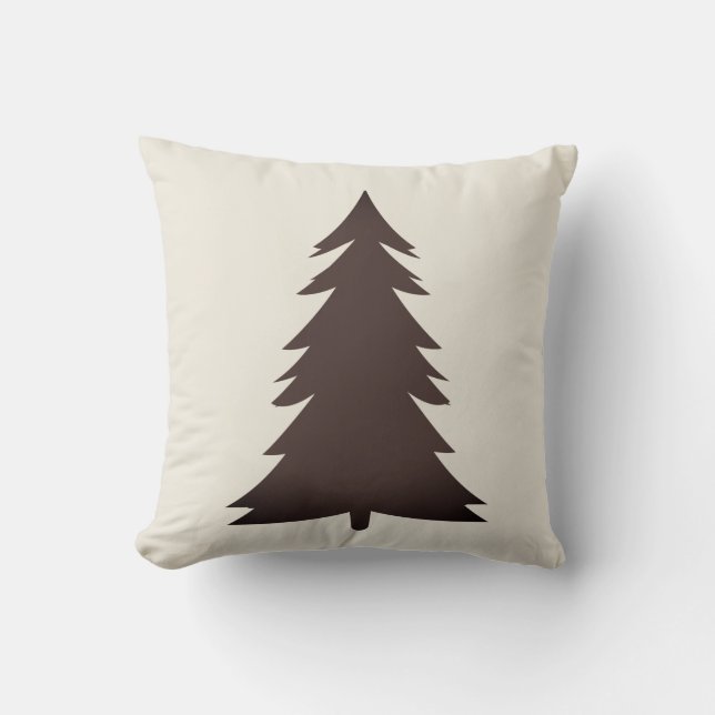 Serene Grey and Cream Winter Tree Cushion (Front)