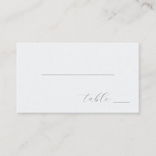 Serene Grey Minimalist Table Card (Front)