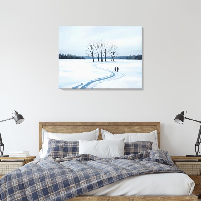 serene impressionist winter landscape canvas print (Insitu(Bedroom))