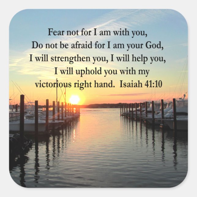 SERENE ISAIAH 41:10 SUNSET PHOTO DESIGN SQUARE STICKER (Front)