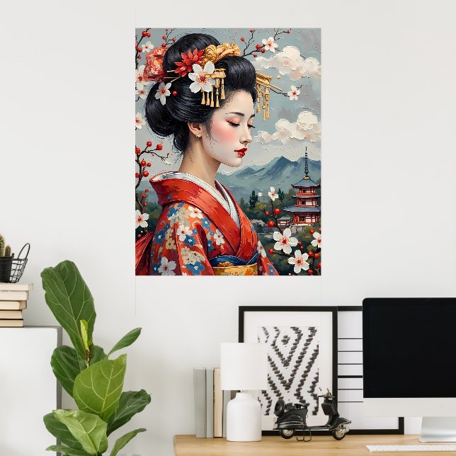 Serene Japanese Portrait Poster (Home Office)