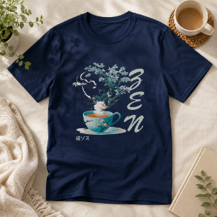 Serene Japanese Tea Cup with Cherry Blossoms T-Shirt