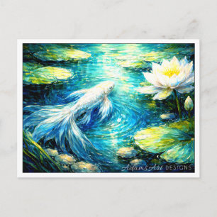 Serene Koi and Water Lily Pond Impressionist Holiday Postcard