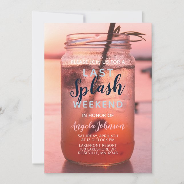 Serene Lake and Mason Jar Bachelorette Weekend Invitation (Front)