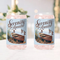 Serene Lake Boat with Geese and Wildflowers