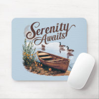 Serene Lake Boat with Geese and Wildflowers