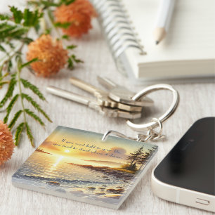 Serene Lake & Quote Key Ring