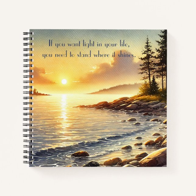 Serene Lake & Quote	 Notebook (Front)