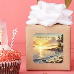 Serene Lake & Quote Square Sticker